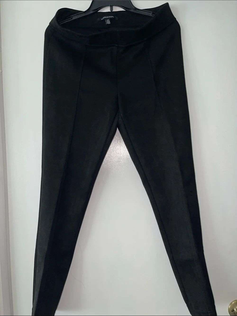 Andrew Marc Black Suede Like pants with Center Seam